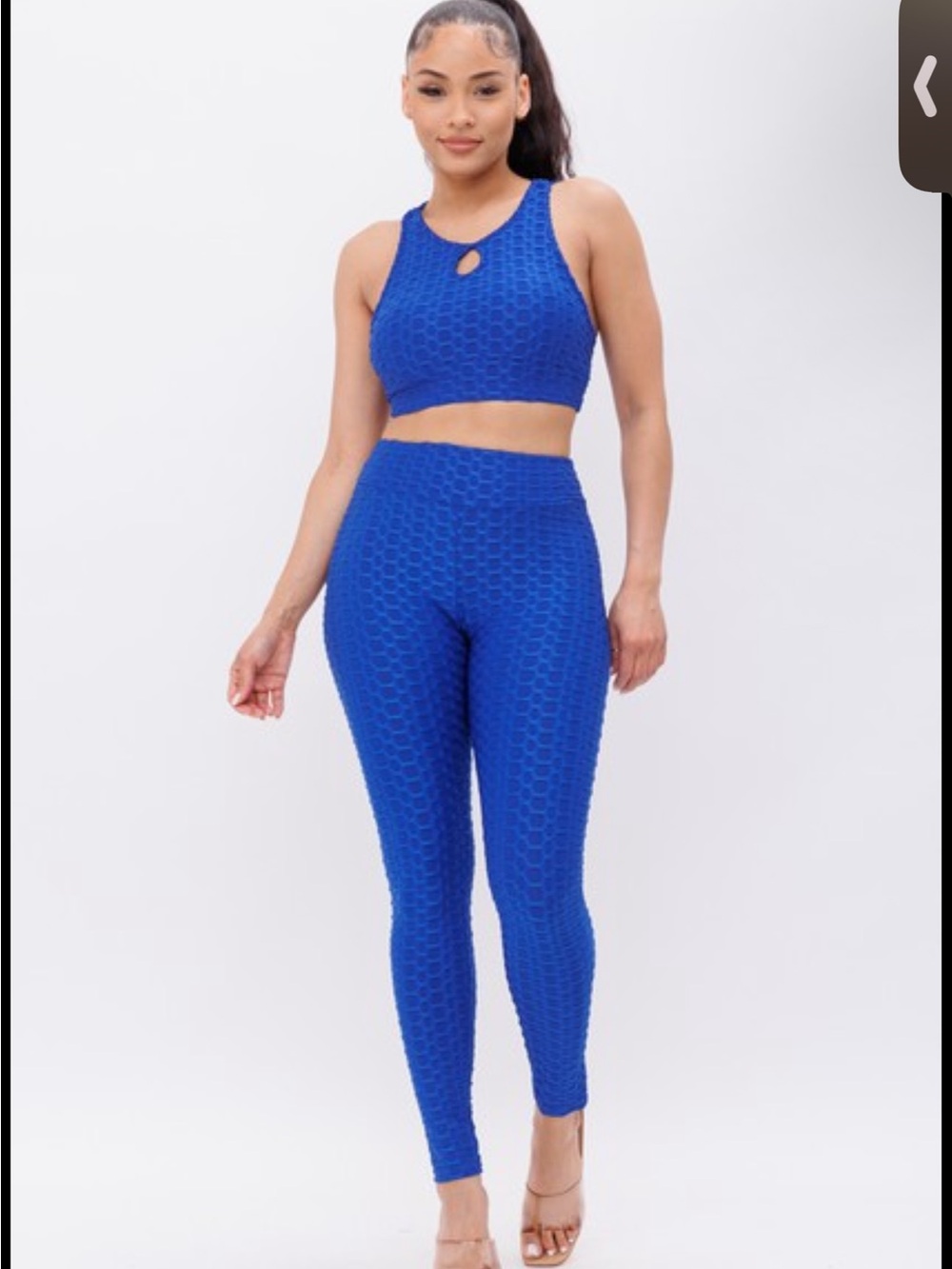 Seamless High-Waist Textured Leggings - Royal Blue